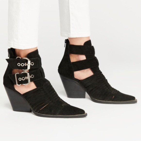 Jeffrey Campbell X Free People Black Suede Travis Ankle Boot